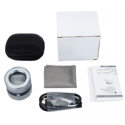 Лупа вимірювальна 10X з USB-зарядкою, лупа зі шкалою 10X